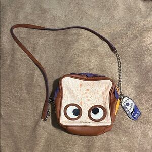 Betsey Johnson Brown and Purple Owl Crossbody Bag